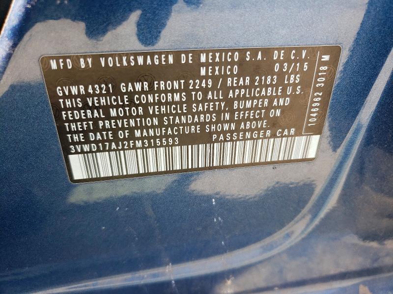 Aukcja sprzedaży 2015 Volkswagen Jetta, vin: 3VWD17AJ2FM315593, numer aukcji: 68259556