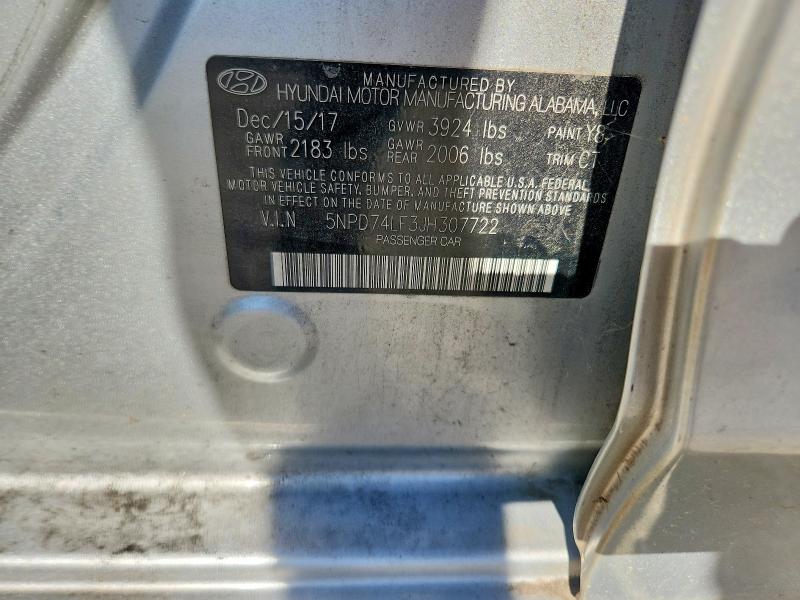 Продаж на аукціоні авто 2018 Hyundai Elantra, vin: 5NPD74LF3JH307722, номер лоту: 68170586