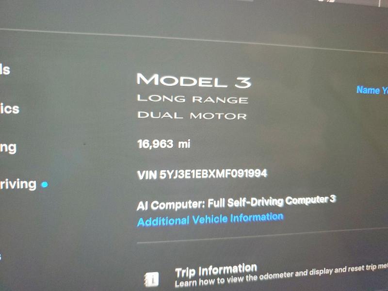 69789816 :رقم المزاد ، 5YJ3E1EBXMF091994 vin ، 2021 Tesla Model 3 مزاد بيع