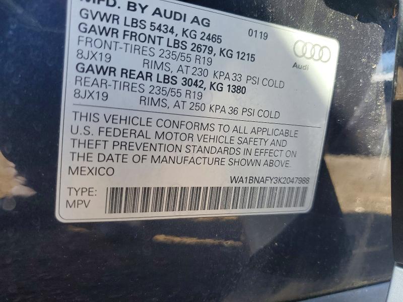 Aukcja sprzedaży 2019 Audi Q5, vin: WA1BNAFY3K2047988, numer aukcji: 67881636