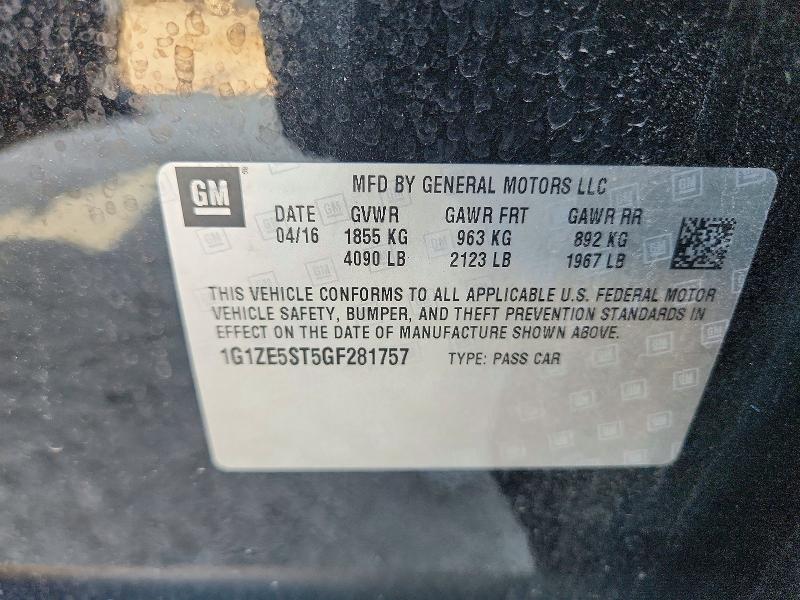 Продажа на аукционе авто 2016 Chevrolet Malibu, vin: 1G1ZE5ST5GF281757, номер лота: 67616226