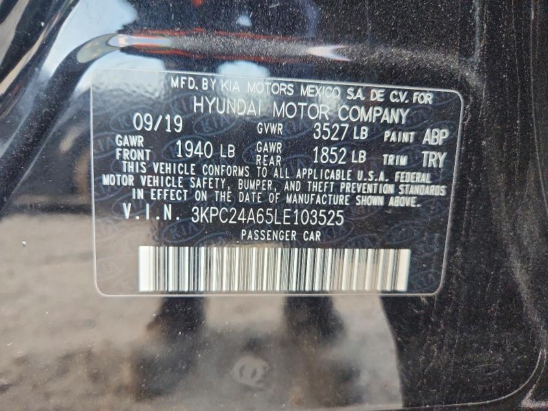 2020 Hyundai Accent მანქანა იყიდება აუქციონზე, vin: 3KPC24A65LE103525, აუქციონის ნომერი: 70338756