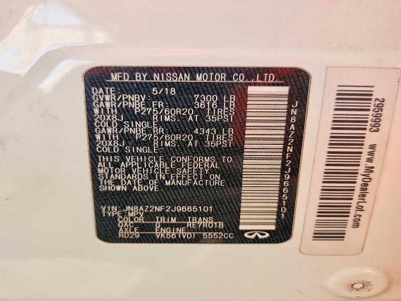 Продажа на аукционе авто 2018 Infiniti Qx80, vin: JN8AZ2NF2J9665101, номер лота: 69497886