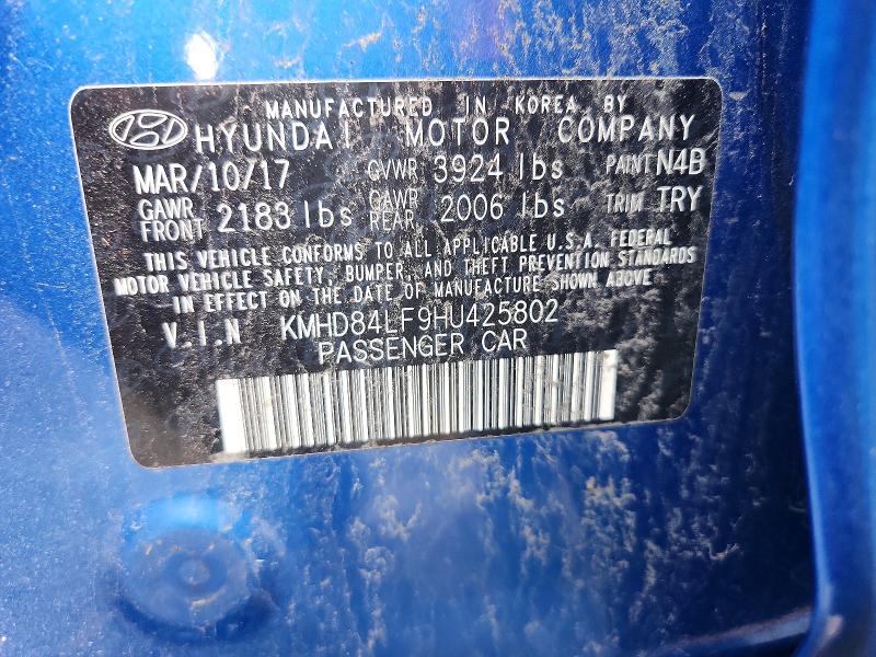 Продаж на аукціоні авто 2017 Hyundai Elantra, vin: KMHD84LF9HU425802, номер лоту: 68592186