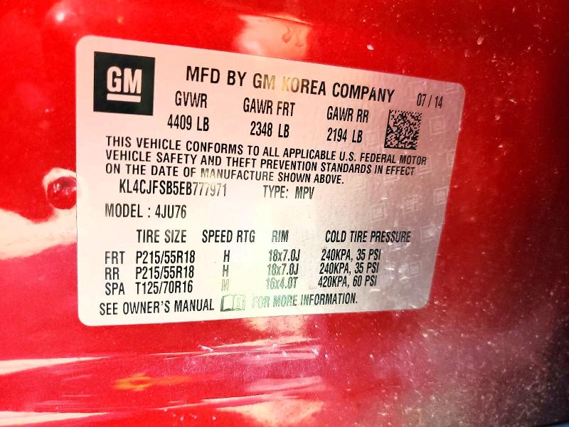 Aukcja sprzedaży 2014 Buick Encore, vin: KL4CJFSB5EB777971, numer aukcji: 68618116