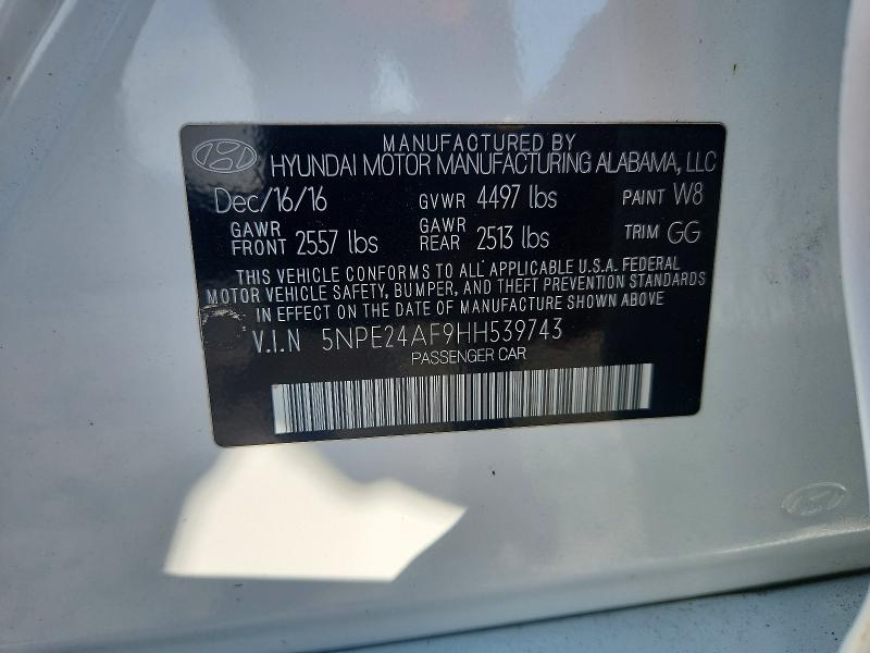 Aukcja sprzedaży 2017 Hyundai Sonata, vin: 5NPE24AF9HH539743, numer aukcji: 67631076