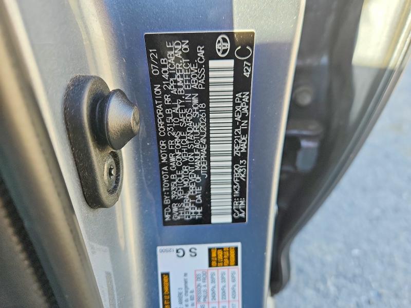 2022 Toyota Corolla მანქანა იყიდება აუქციონზე, vin: JTDEPMAE4NJ202618, აუქციონის ნომერი: 68685306