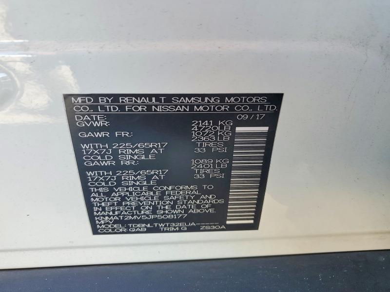 67807026 :رقم المزاد ، KNMAT2MV5JP508177 vin ، 2018 Nissan Rogue مزاد بيع