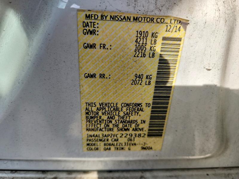 Aukcja sprzedaży 2015 Nissan Altima, vin: 1N4AL3AP2FC229382, numer aukcji: 67695136