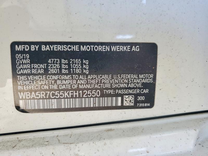 65053436 :رقم المزاد ، WBA5R7C55KFH12550 vin ، 2019 Bmw 330xi مزاد بيع