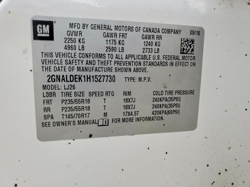 Aukcja sprzedaży 2017 Chevrolet Equinox, vin: 2GNALDEK1H1527730, numer aukcji: 67272896