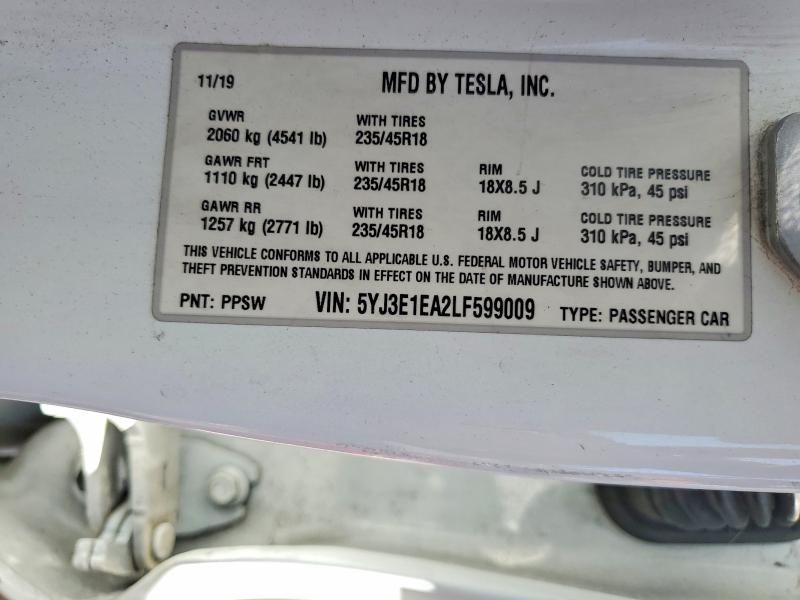 Aukcja sprzedaży 2020 Tesla Model 3, vin: 5YJ3E1EA2LF599009, numer aukcji: 67360506