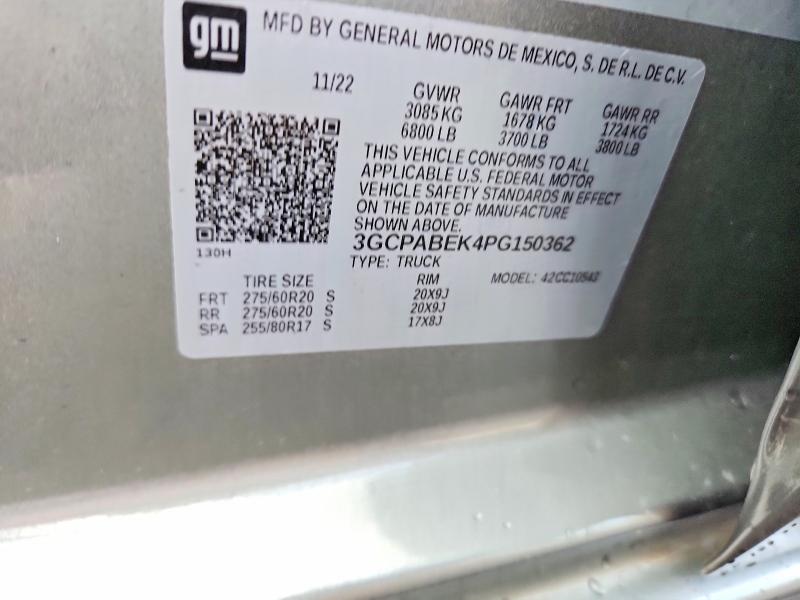 67109466 :رقم المزاد ، 3GCPABEK4PG150362 vin ، 2023 Chevrolet Silverado مزاد بيع