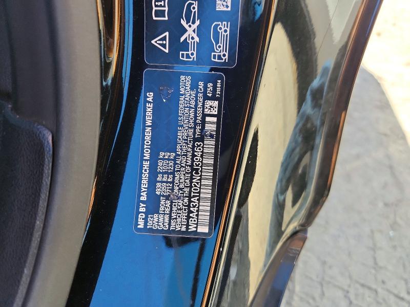 Aukcja sprzedaży 2022 Bmw 430xi, vin: WBA43AT02NCJ39463, numer aukcji: 69500316