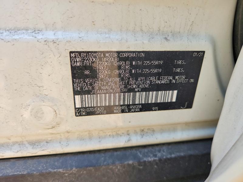 67996356 :رقم المزاد ، JTEAAAAH2MJ031399 vin ، 2021 Toyota Venza مزاد بيع