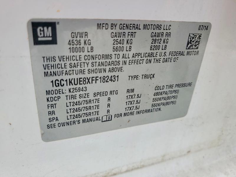Aukcja sprzedaży 2015 Chevrolet Silverado, vin: 1GC1KUE8XFF182431, numer aukcji: 67084706