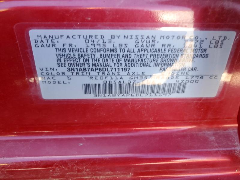 Aukcja sprzedaży 2013 Nissan Sentra, vin: 3N1AB7AP6DL711197, numer aukcji: 70804886