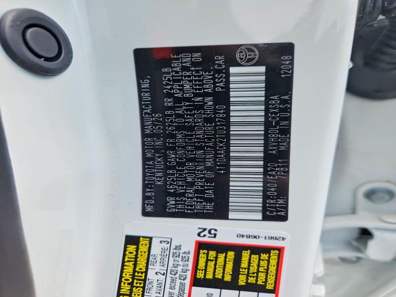 66699096 :رقم المزاد ، 4T1DAACK2TU317840 vin ، 2026 Toyota Camry مزاد بيع