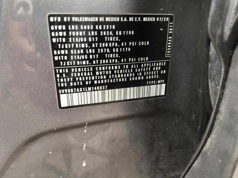68640586 :رقم المزاد ، 3VV0B7AX1LM148837 vin ، 2020 Volkswagen Tiguan مزاد بيع