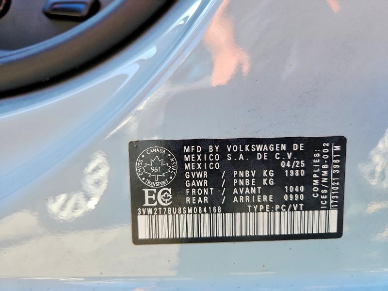 68272676 :رقم المزاد ، 3VW2T7BU8SM084168 vin ، 2025 Volkswagen Jetta مزاد بيع