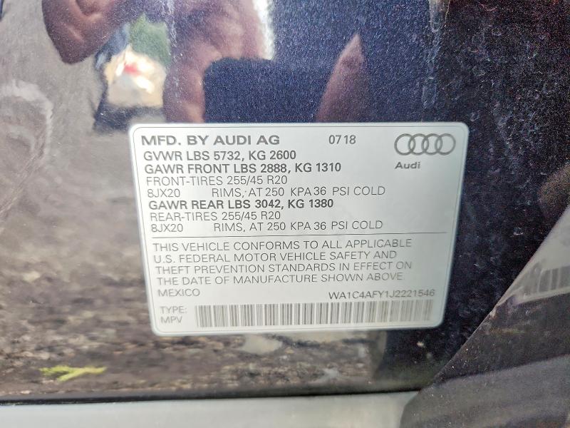 Aukcja sprzedaży 2018 Audi Sq5, vin: WA1C4AFY1J2221546, numer aukcji: 70664376