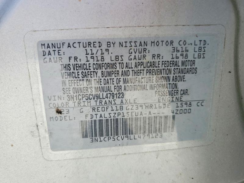 68476166 :رقم المزاد ، 3N1CP5CV9LL479123 vin ، 2020 Nissan Kicks مزاد بيع