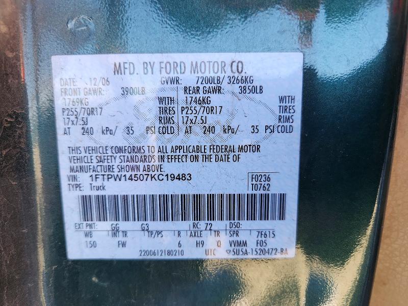 Aukcja sprzedaży 2007 Ford F-150, vin: 1FTPW14507KC19483, numer aukcji: 68563926