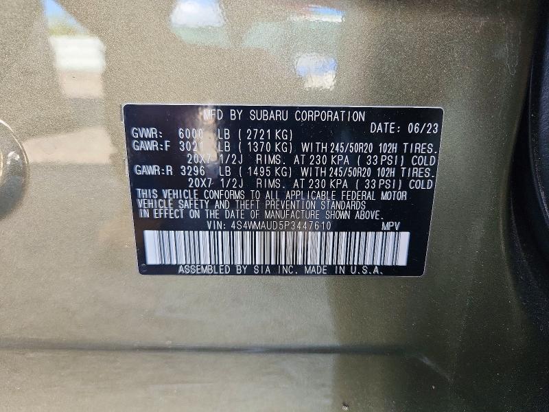 Aukcja sprzedaży 2023 Subaru Ascent, vin: 4S4WMAUD5P3447610, numer aukcji: 69753506
