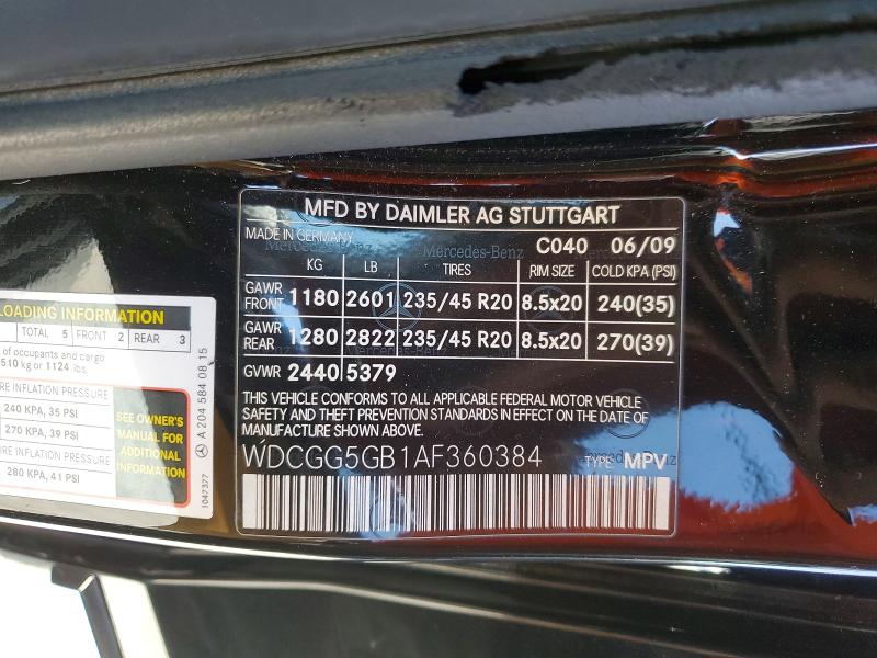 2010 Mercedes-benz Glk მანქანა იყიდება აუქციონზე, vin: WDCGG5GB1AF360384, აუქციონის ნომერი: 67528266