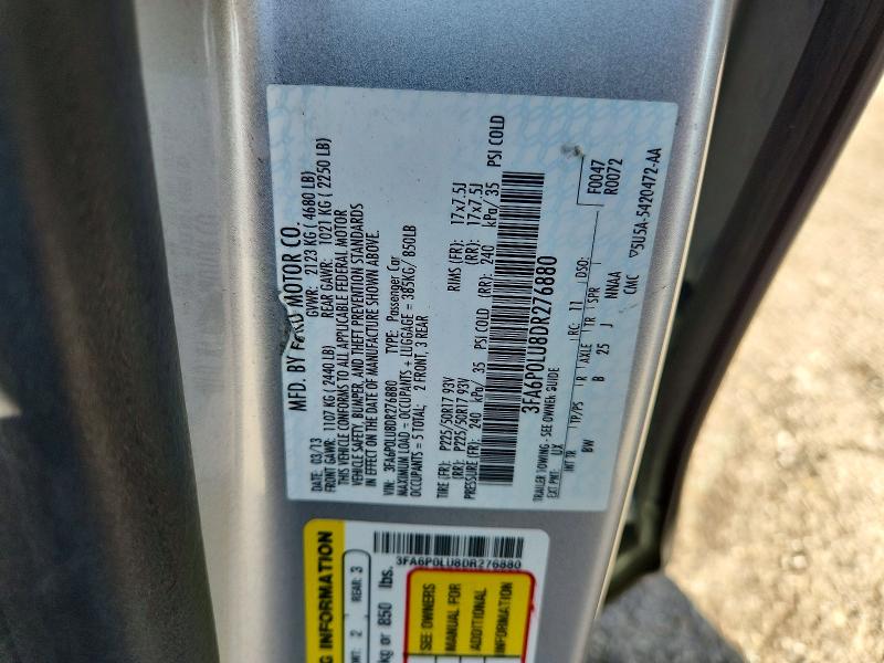 Aukcja sprzedaży 2013 Ford Fusion, vin: 3FA6P0LU8DR276880, numer aukcji: 70568366
