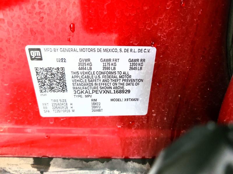 Auction sale of the 2022 Gmc Terrain, vin: 3GKALPEVXNL168929, lot number: 68605776