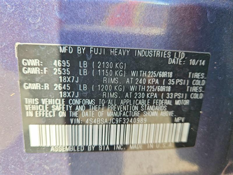 Auction sale of the 2015 Subaru Outback, vin: 4S4BSAJC9F3240989, lot number: 70320476