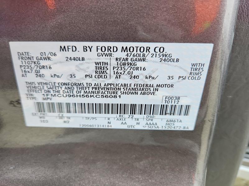 Auction sale of the 2006 Ford Escape, vin: 1FMCU96H56KC56081, lot number: 68524936