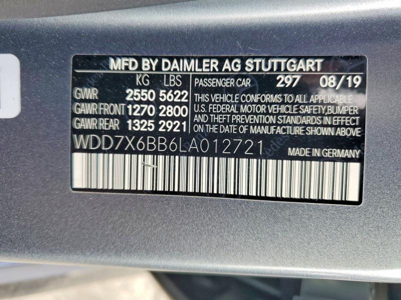 Продажа на аукционе авто 2020 Mercedes-benz Amg Gt, vin: WDD7X6BB6LA012721, номер лота: 70557386