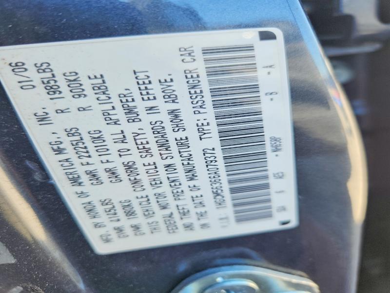 68041336 :رقم المزاد ، 1HGCM56366A079372 vin ، 2006 Honda Accord مزاد بيع