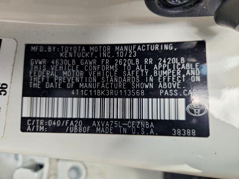 Aukcja sprzedaży 2024 Toyota Camry, vin: 4T1C11BK3RU113568, numer aukcji: 69560496