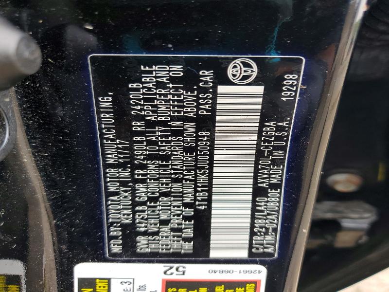 Aukcja sprzedaży 2018 Toyota Camry, vin: 4T1B11HK5JU050948, numer aukcji: 70023836