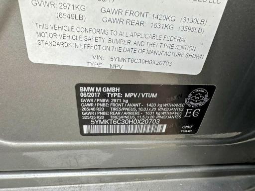Aukcja sprzedaży 2017 Bmw X5, vin: 5YMKT6C30H0X20703, numer aukcji: 66037726