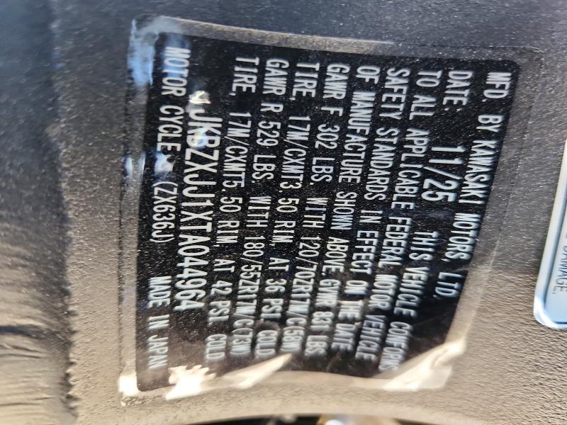 Aukcja sprzedaży 2026 Kawasaki Zx636, vin: JKBZXJJ1XTA044964, numer aukcji: 69711826