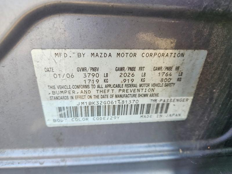 Aukcja sprzedaży 2006 Mazda 3, vin: JM1BK32G061481370, numer aukcji: 67694546