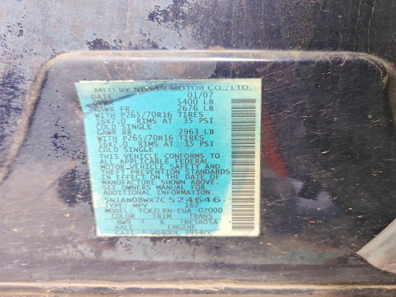 Aukcja sprzedaży 2007 Nissan Xterra, vin: 5N1AN08WX7C524646, numer aukcji: 68822926