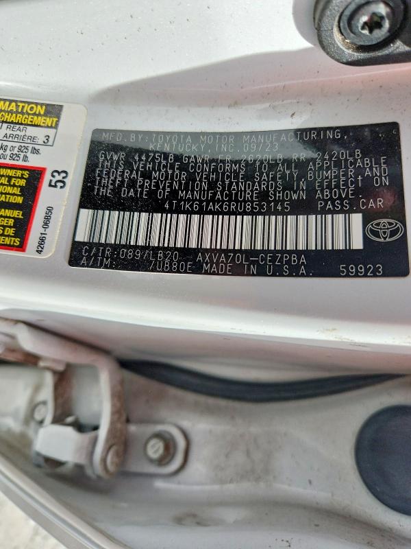 Aukcja sprzedaży 2024 Toyota Camry, vin: 4T1K61AK6RU853145, numer aukcji: 68204046