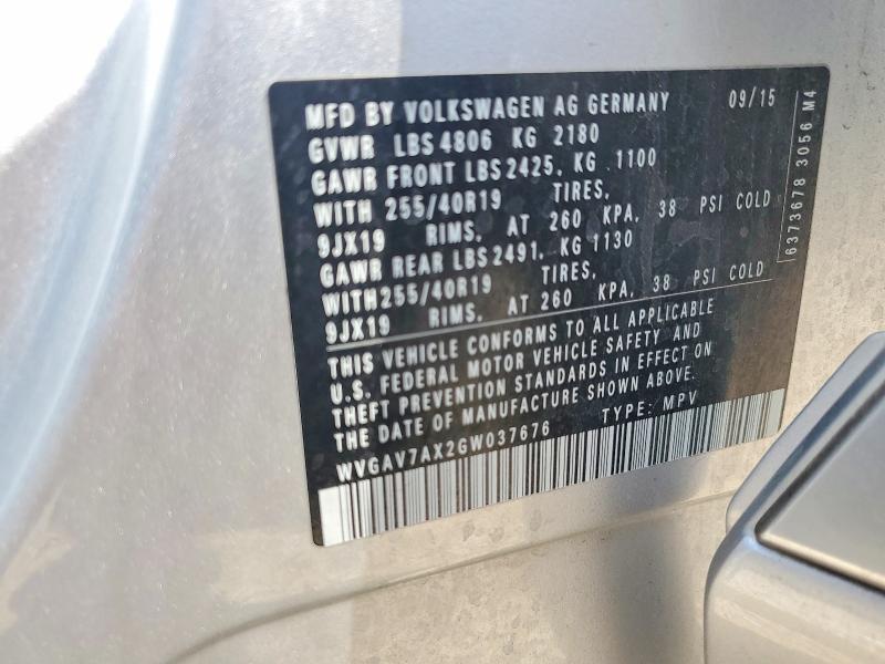 Продаж на аукціоні авто 2016 Volkswagen Tiguan, vin: WVGAV7AX2GW037676, номер лоту: 68206486