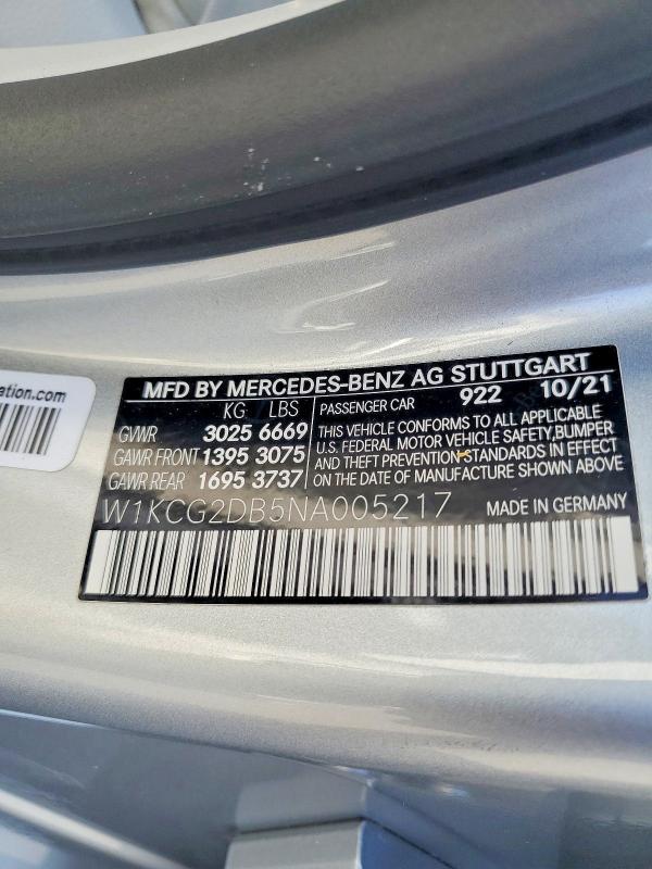 2022 Mercedes-benz Eqs Sedan მანქანა იყიდება აუქციონზე, vin: W1KCG2DB5NA005217, აუქციონის ნომერი: 65570706