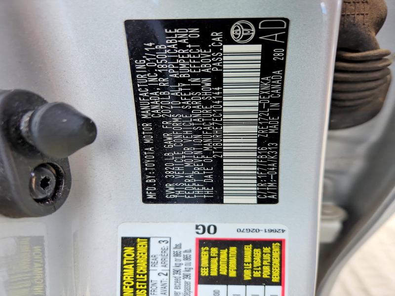 68297136 :رقم المزاد ، 2T1BURHE7EC104144 vin ، 2014 Toyota Corolla مزاد بيع