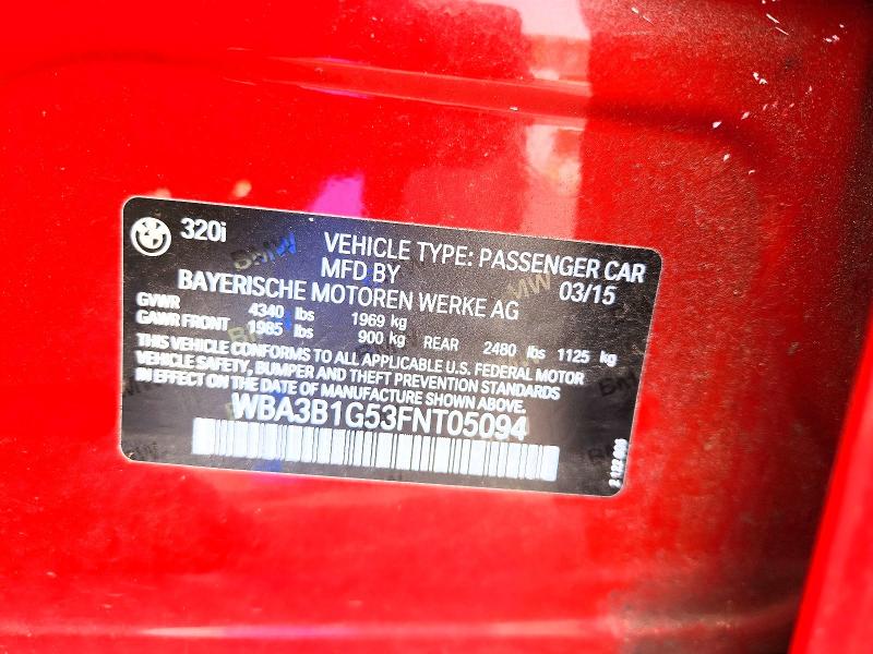 70533396 :رقم المزاد ، WBA3B1G53FNT05094 vin ، 2015 Bmw 320 مزاد بيع