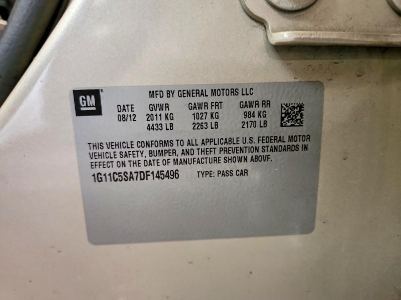 Aukcja sprzedaży 2013 Chevrolet Malibu, vin: 1G11C5SA7DF145496, numer aukcji: 67549226