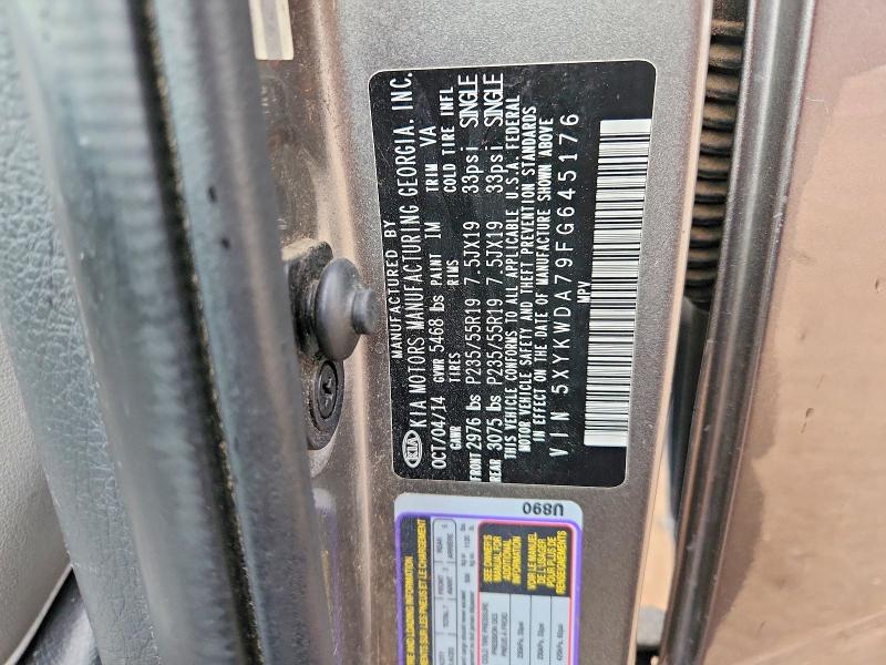 Aukcja sprzedaży 2015 Kia Sorento, vin: 5XYKWDA79FG645176, numer aukcji: 70088056