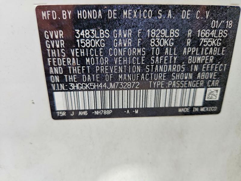 69378006 :رقم المزاد ، 3HGGK5H44JM732872 vin ، 2018 Honda Fit مزاد بيع