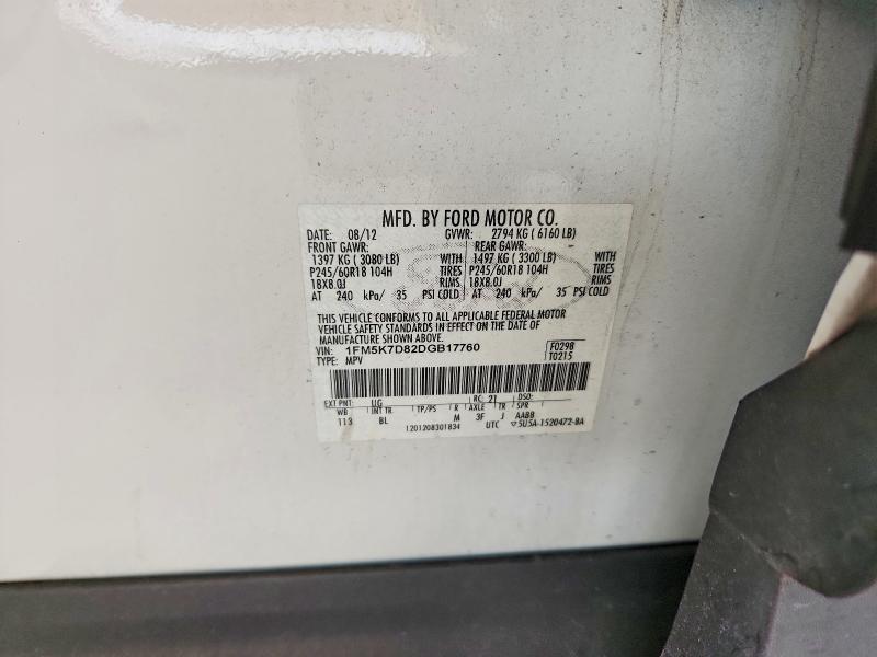 Продаж на аукціоні авто 2013 Ford Explorer, vin: 1FM5K7D82DGB17760, номер лоту: 67221886